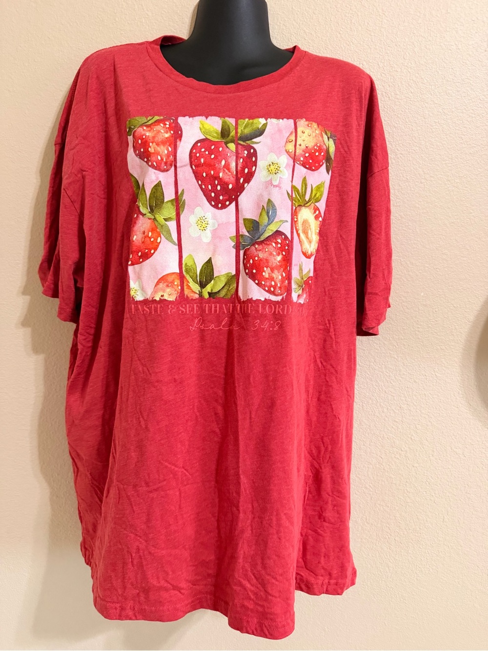 Women’s Red Strawberry Graphic Short Sleeve Tee